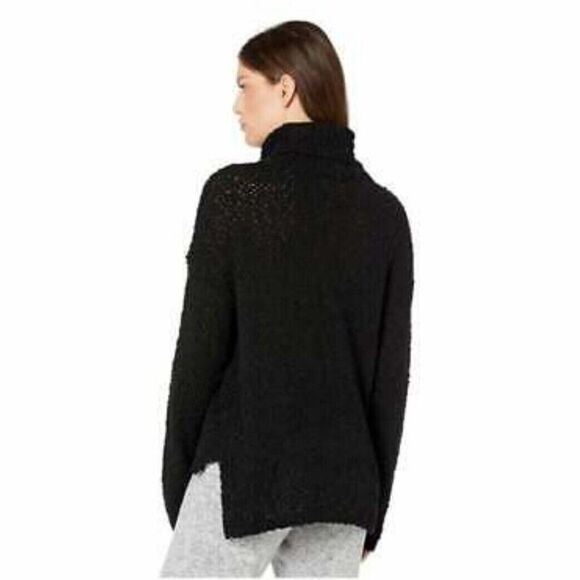 Bobeau Women's Popcorn Turtleneck Sweater Medium Black NWT Bubble Plush High Low - Picture 2 of 6